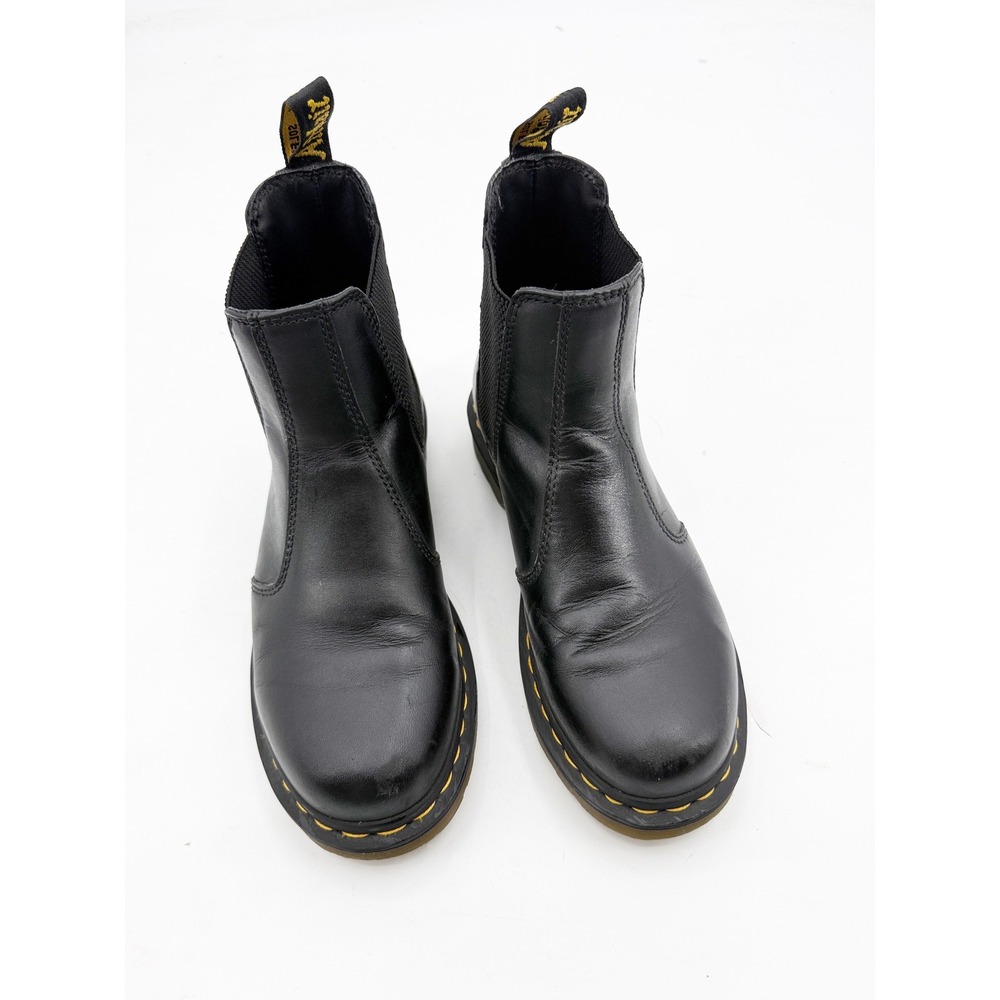 Dr. Martens 2976 Black Leather Chelsea Boots Womens 8 Yellow Stitch AirWair